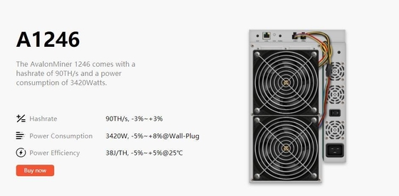 Sha-256 3420W Avalon 1246 novantesime Ethernet di 3420W 75db 12V